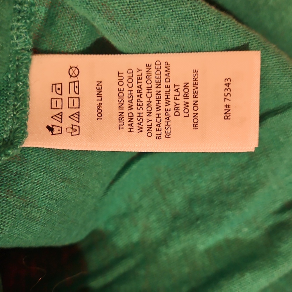 Tahari 2X Kelly Green Linen V-Neck Short Sleeve Top NWOT - Picture 4 of 6